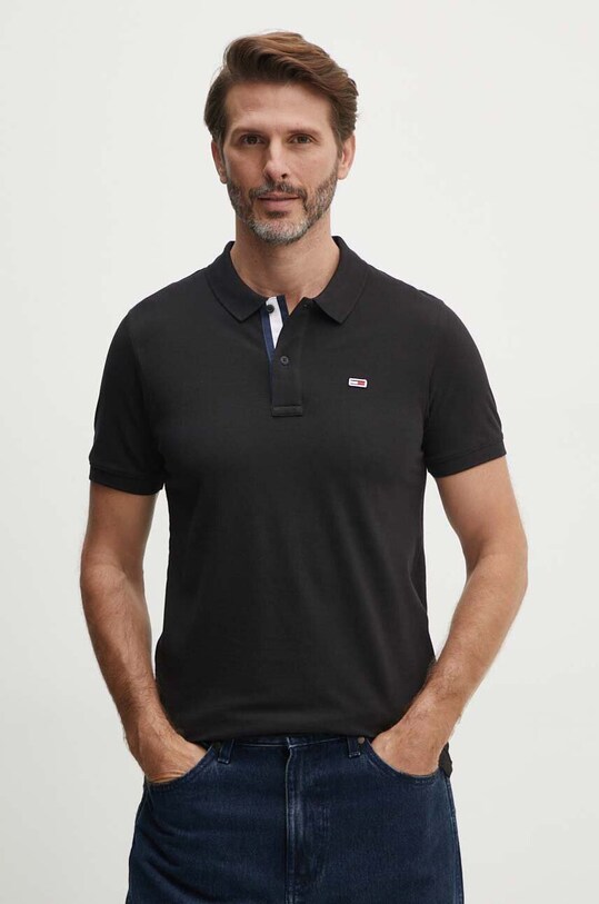 Хлопковое поло Tommy Jeans хлопок чёрный DM0DM15370