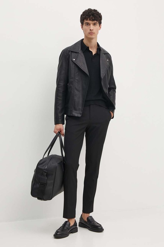 Armani Exchange polo de bumbac 8NZF5D.ZM3JZ.NOS negru AA00