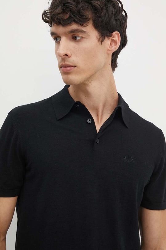 Armani Exchange polo de bumbac negru 8NZF5D.ZM3JZ.NOS