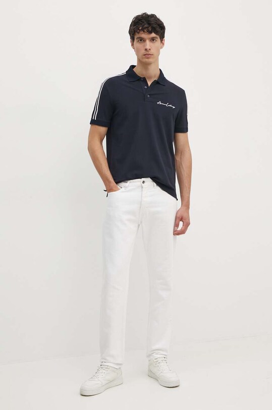 Armani Exchange tricou polo 8NZFSG.ZJ81Z.NOS bleumarin AA00