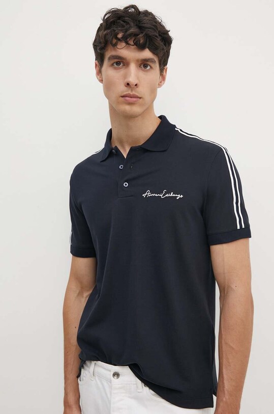 Armani Exchange tricou polo bleumarin 8NZFSG.ZJ81Z.NOS