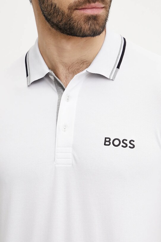Тениска с яка BOSS Green 50469102 бял