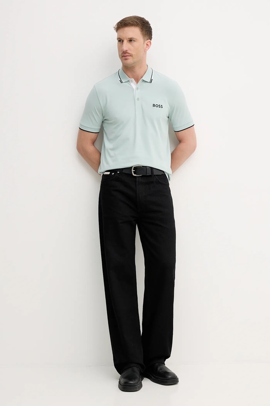 BOSS Green polo 50469102 turkusowy AA00