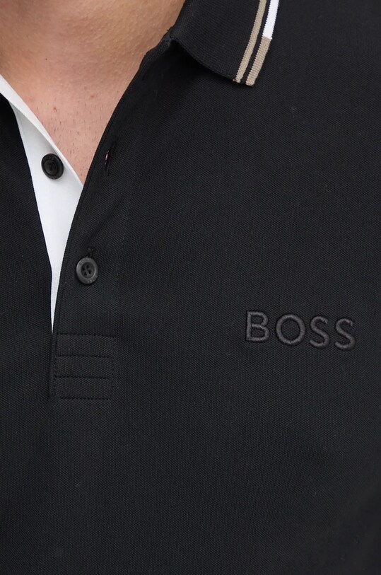 Тениска с яка Boss Green 50469102 черен