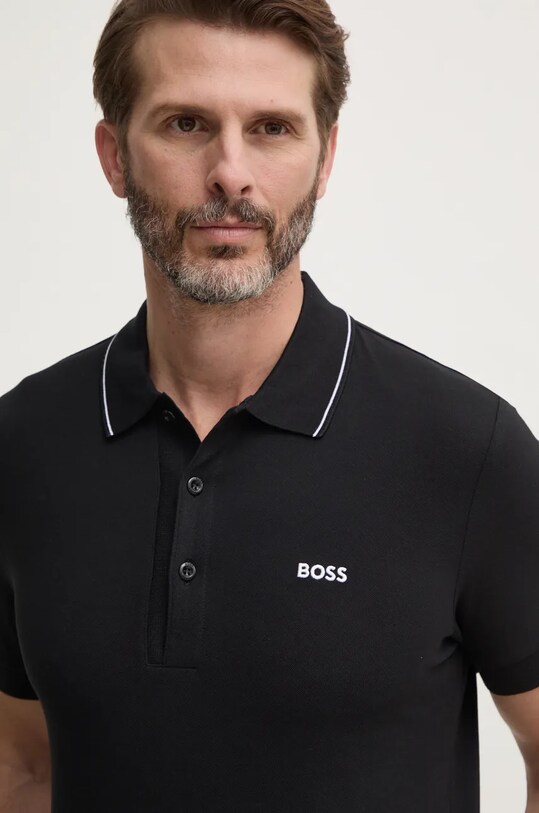 Хлопковое поло Boss Green чёрный 50506195
