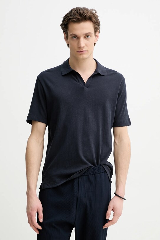 Marc O'Polo polo z domieszką lnu granatowy M23209153026
