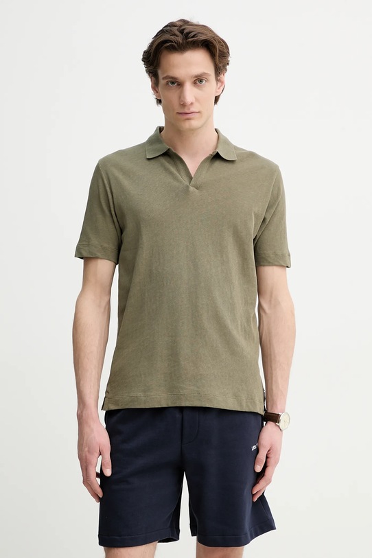 Marc O'Polo tricou polo din in regular verde M23209153026