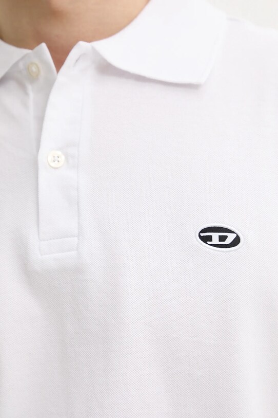 Βαμβακερό μπλουζάκι πόλο Diesel T-REJUST-DOVAL-PJ POLO SHIRT A15057.0AIJR λευκό