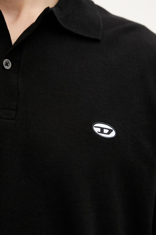 Βαμβακερό μπλουζάκι πόλο Diesel T-REJUST-DOVAL-PJ POLO SHIRT A15057.0AIJR μαύρο