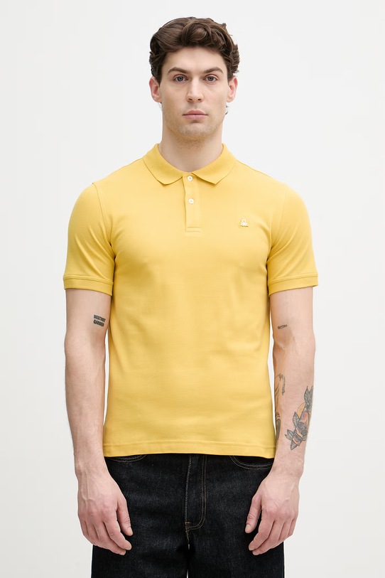 United Colors of Benetton polo męskie bawełniane z elastanem żółty 3WG9U301Z