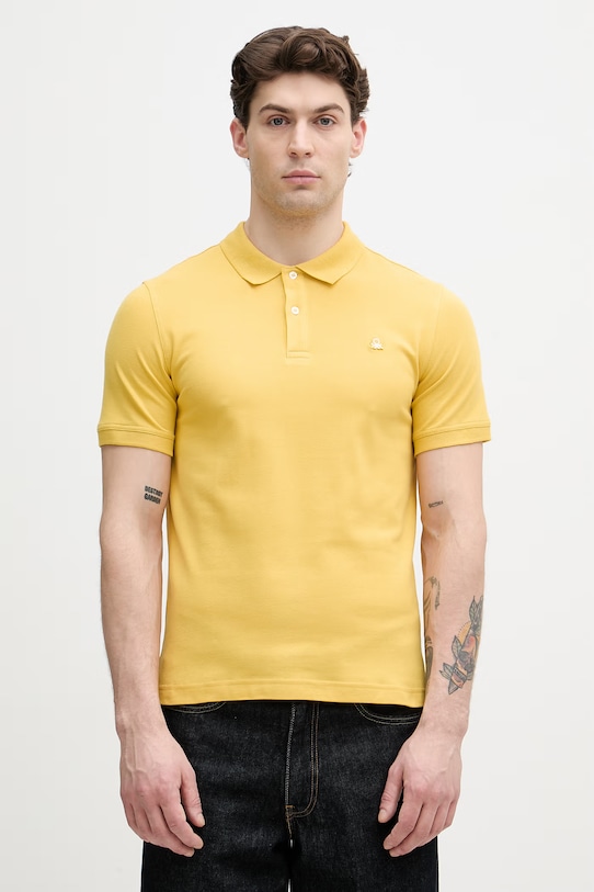 United Colors of Benetton polo męskie bawełniane z elastanem żółty 3WG9U301Z