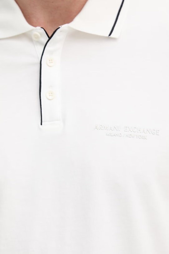 Armani Exchange тениска с яка мъжка с памук XM001557.AF10363.NOS бял