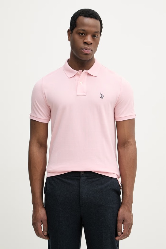 U.S. Polo Assn. polo bawełniane DHM PIQUE bawełna różowy MUP3312