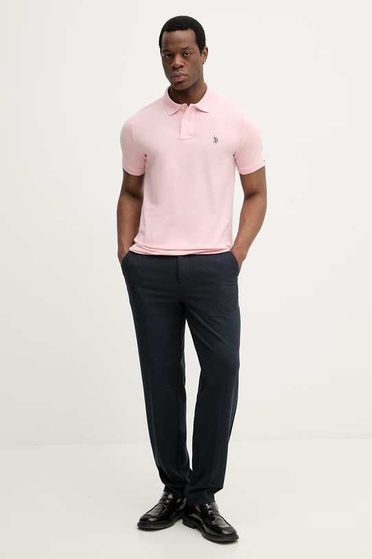 U.S. Polo Assn. polo bawełniane DHM PIQUE MUP3312 różowy AA00