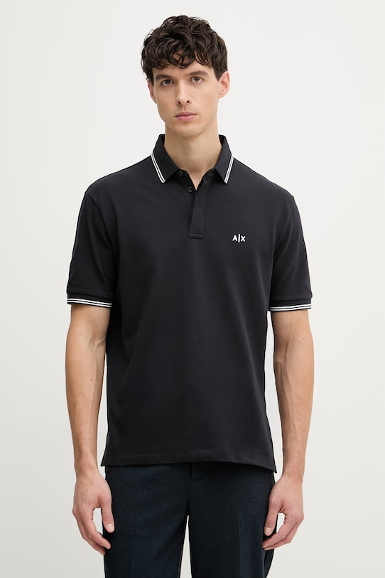 Armani Exchange polo męskie bawełniane z elastanem granatowy XM001287.AF17321.NOS