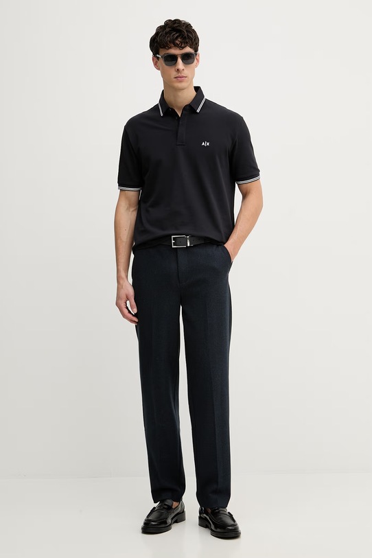 Armani Exchange polo męskie bawełniane z elastanem XM001287.AF17321.NOS granatowy AA00