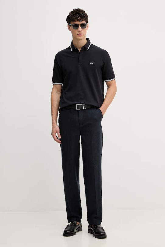 Armani Exchange polo męskie bawełniane z elastanem XM001287.AF17321.NOS granatowy AA00
