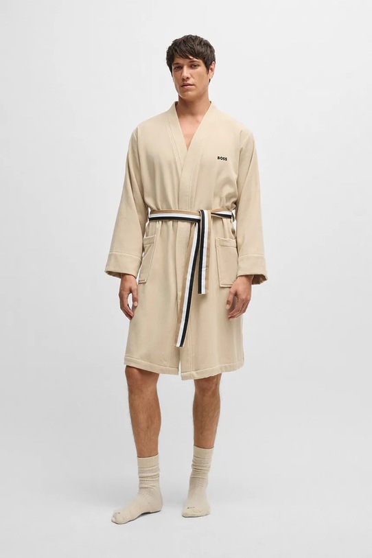 BOSS szlafrok bawełniany BLINEA Beige M beżowy 1041251