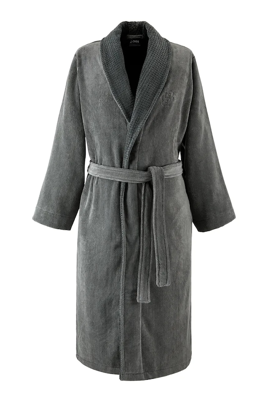 Бавовняний халат BOSS DOUBLEB Charcoal L чорний 1043711