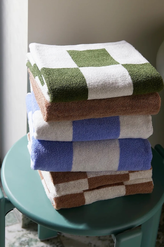 HAY mały ręcznik bawełniany Check Organic 50 x 90 cm AE738.E153.AB72 niebieski AA00