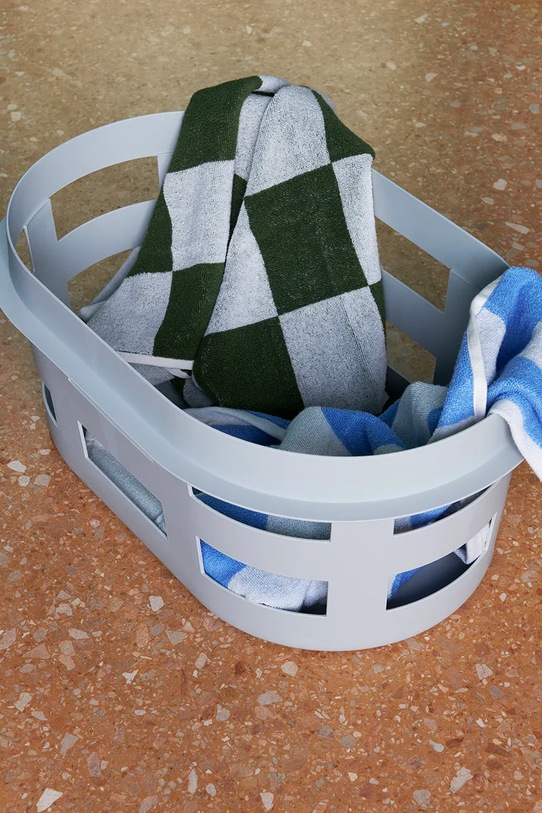 Łazienka HAY mały ręcznik bawełniany Check Organic 50 x 90 cm AE738.E153.AB72 niebieski