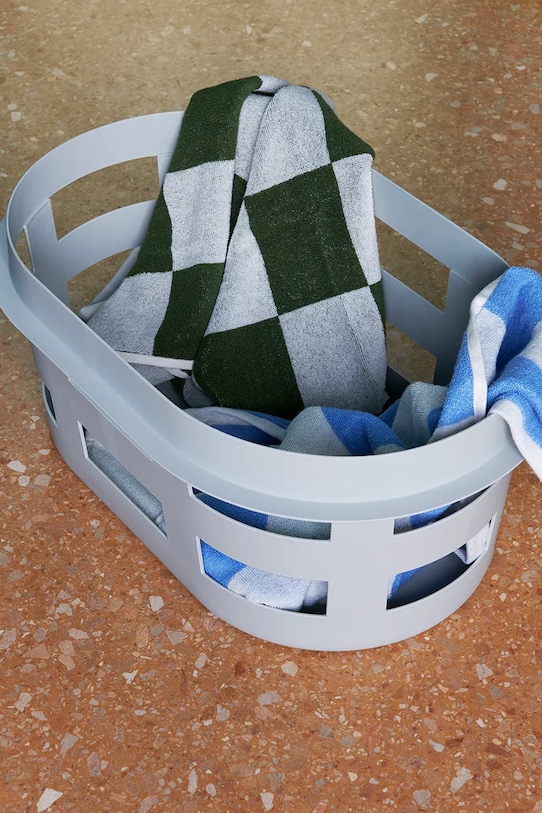 Łazienka HAY mały ręcznik bawełniany Check Organic 50 x 90 cm AE738.E153.AB72 niebieski