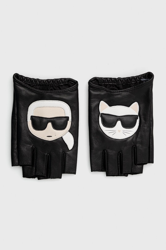 Kožené rukavice Karl Lagerfeld přírodní kůže černá 225W3606