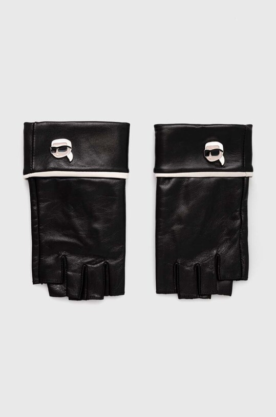 Karl Lagerfeld mitenki skórzane skóra licowa czarny 245W3605