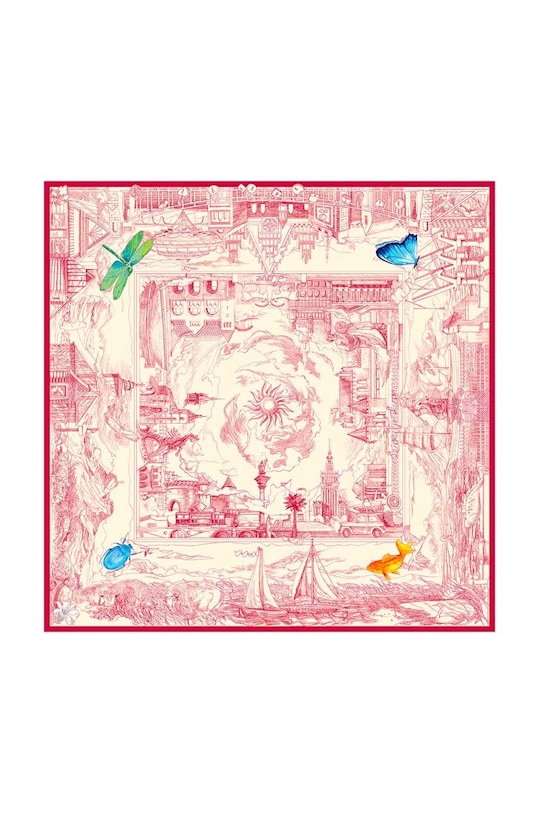 Хустка Lilou CHUSTA/SILKWOOL/RED/134 з додаванням шовку червоний CHUSTA/SILKWOOL/RED/134