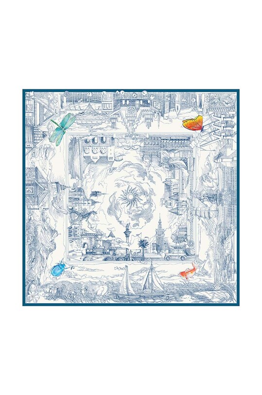Hodvábna šatka Lilou hodváb modrá APASZKA/SILK/BLUE/90