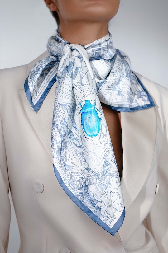 Lilou eșarfă de mătase APASZKA/SILK/BLUE/90