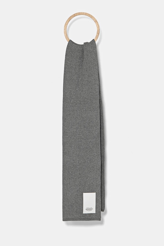 Ruslan Baginskiy szalik z domieszką wełny dzianina szary SKR031.VWNE