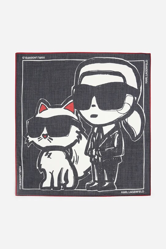 Бавовняний шарф Karl Lagerfeld IKON бавовна чорний A2W33076