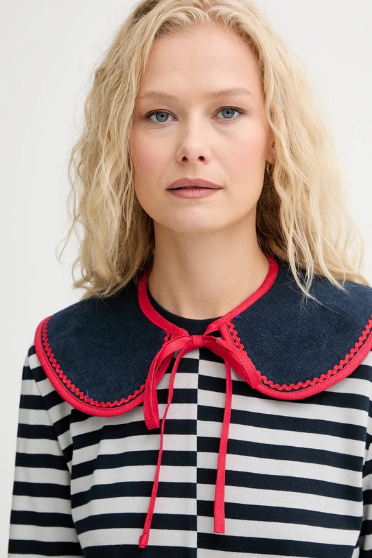 Renewed kołnierz ozdobny z denimu creative upcycling tkanina granatowy denim.collar.upc