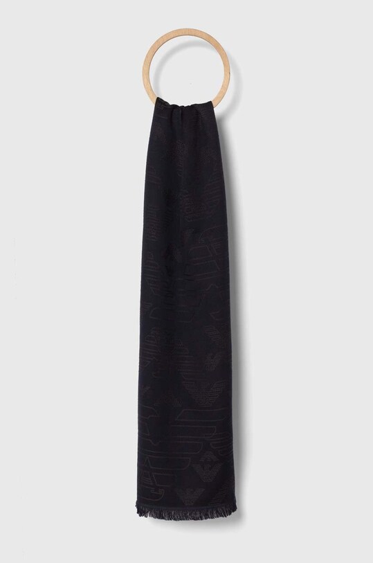 Вовняний шарф Emporio Armani тонкий темно-синій 625009.CC306.NOS
