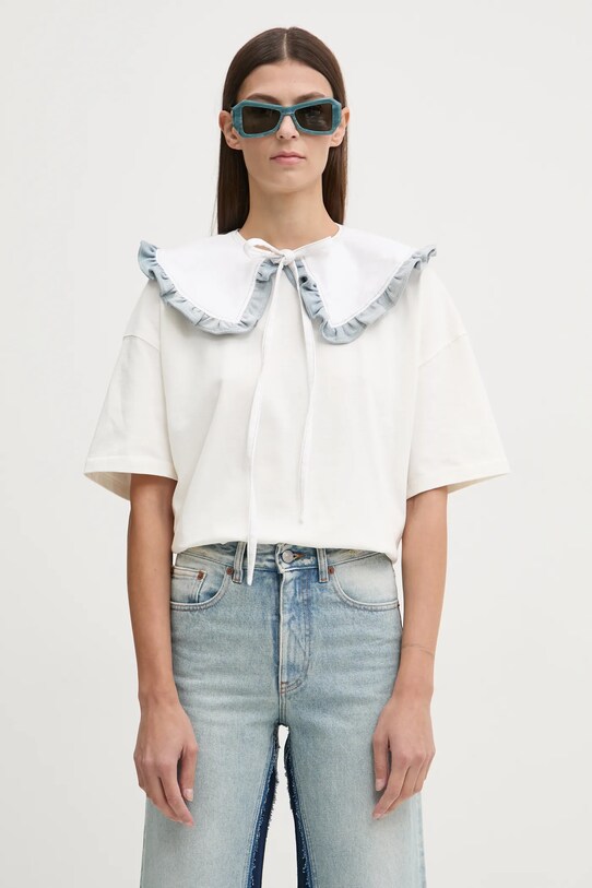 Renewed kołnierz ozdobny z denimu Creative Upcycling Denim.Collar biały AA00