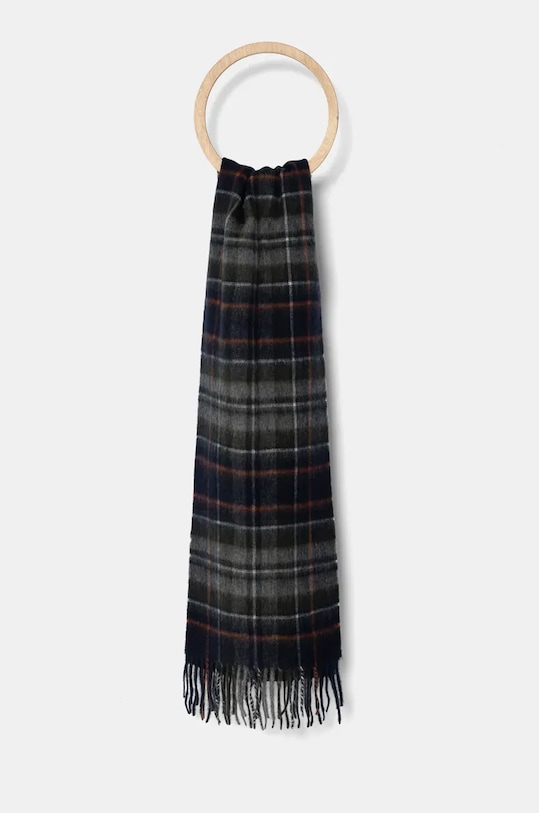 Vlnený šál Barbour látka tmavomodrá USC0137