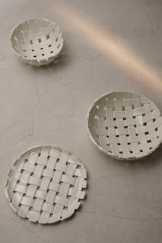 Kuchnia i bar ferm LIVING talerz dekoracyjny Plait Platter 1104269920 biały