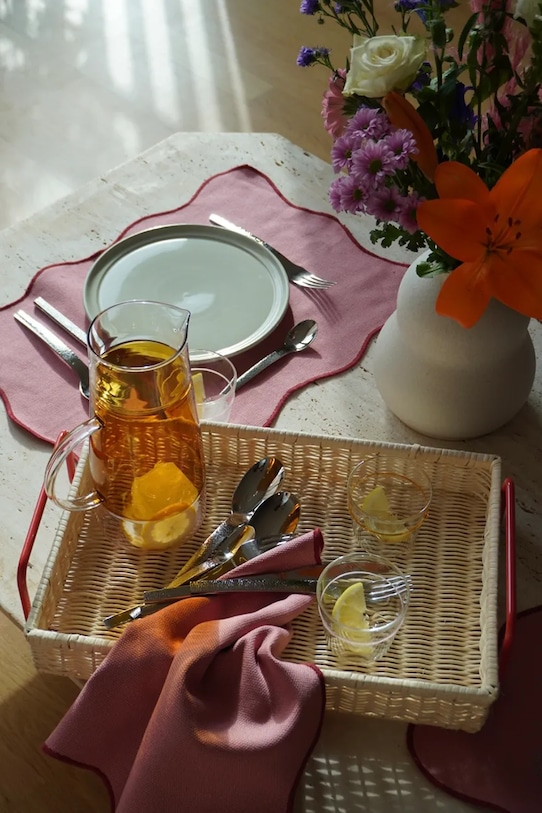 Kuchnia i bar Hübsch taca dekoracyjna Splint 42 x 27 x 10 cm 991913 czerwony