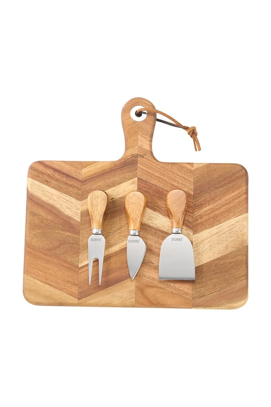 Dorre deska do serwowania serów ze sztućcami Ollie 30 x 29 cm 4 elementy beżowy 5.9194