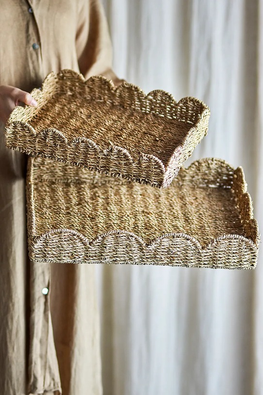 Bloomingville zestaw tac dekoracyjnych Brea 2-pack 82065199 beżowy AA00