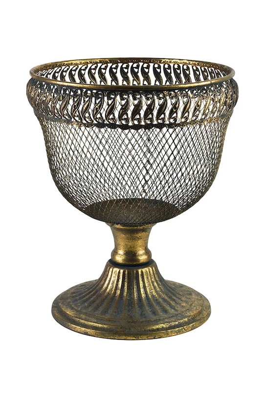 Misa na owoce z metalu postarzanego 22 x 17 x 27 cm żółty HIWE8172