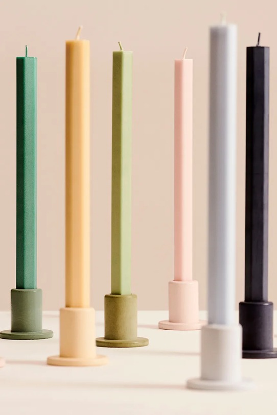 HAY set de lumânări Hexagon Candle 2,2 x 24 cm 4-pack verde AE730.F444