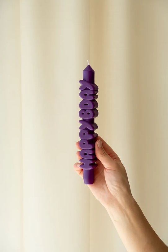 CandleHand świeca dekoracyjna Happy Birthday 23 cm tp.hap.indigo fioletowy AA00