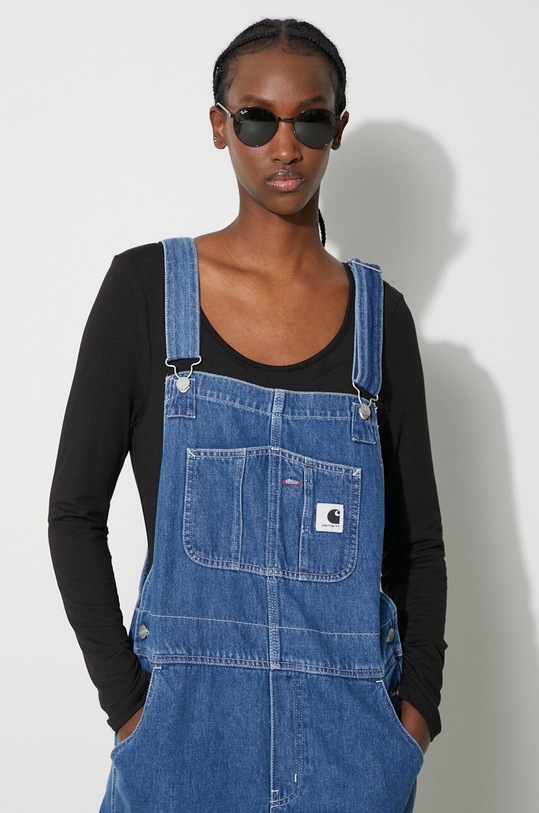 Carhartt WIP ogrodniczki jeansowe granatowy I031250