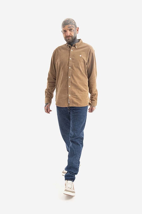 Бавовняні джинси Carhartt WIP I029207.BLUE.ONE.W темно-синій AW23