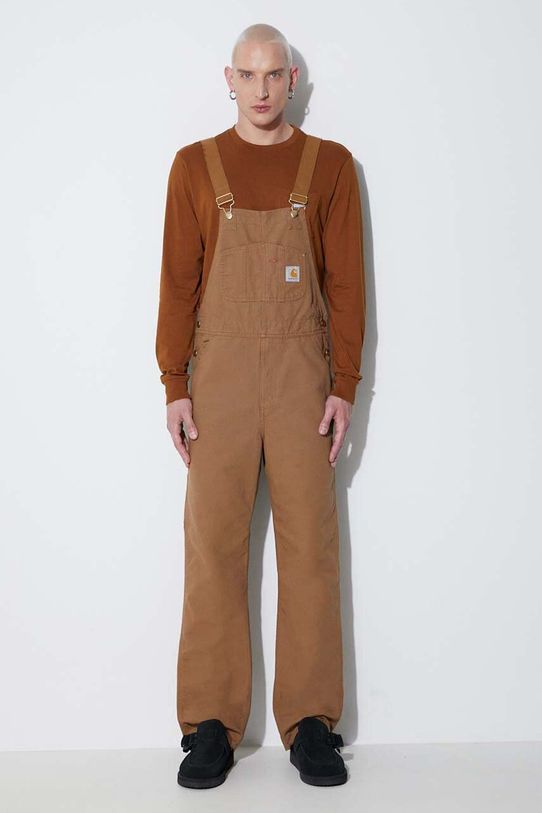 Carhartt WIP ogrodniczki jeansowe brązowy I026462.HZ02