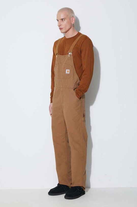 Odzież Carhartt WIP ogrodniczki jeansowe I026462.HZ02 brązowy