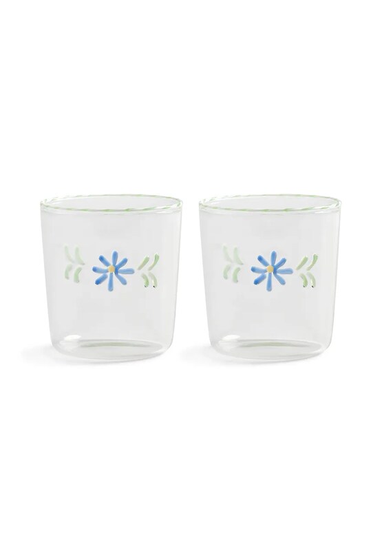 &k amsterdam set de pahare flora blue 300 ml 2-pack transparent 361.03