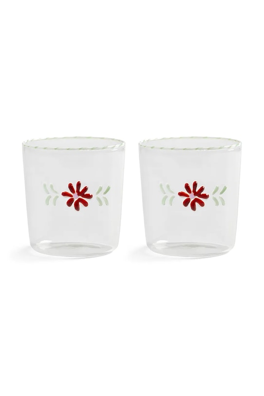 &k amsterdam set de pahare flora red 300 ml 2-pack transparent 361.02
